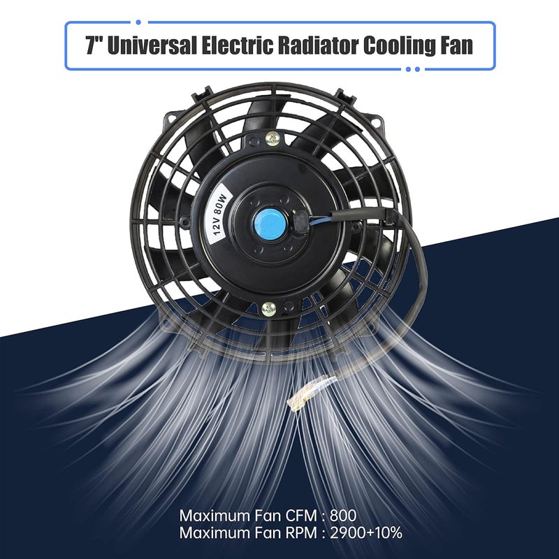 GESEXI 7 Inch Slim Fan Push Pull Electric Radiator Cooling Fan Universal High Performance 12V 80W Motor with Fan Mounting Kit (Black) - Image 5